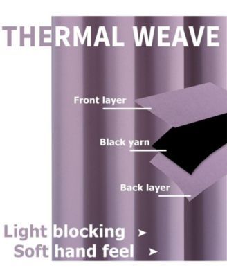 100% Hotel Thermal Blackout Lavender Grommet Top Curtain Panels - 50 in. W x 63 in. L, Lavender