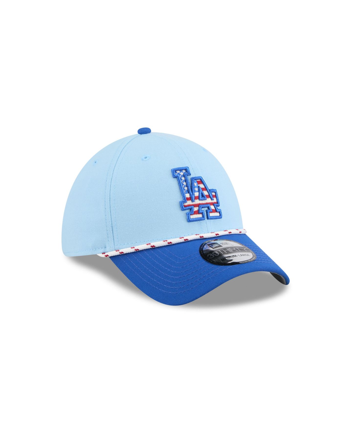 Мужская кепка New Era Light Blue/Blue Los Angeles Dodgers 2025 Fourth of July 39THIRTY Flex Hat — фото 6
