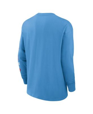Men's Light Blue Houston Oilers Rewind Heavy Max90 Pocket Long Sleeve T-Shirt
