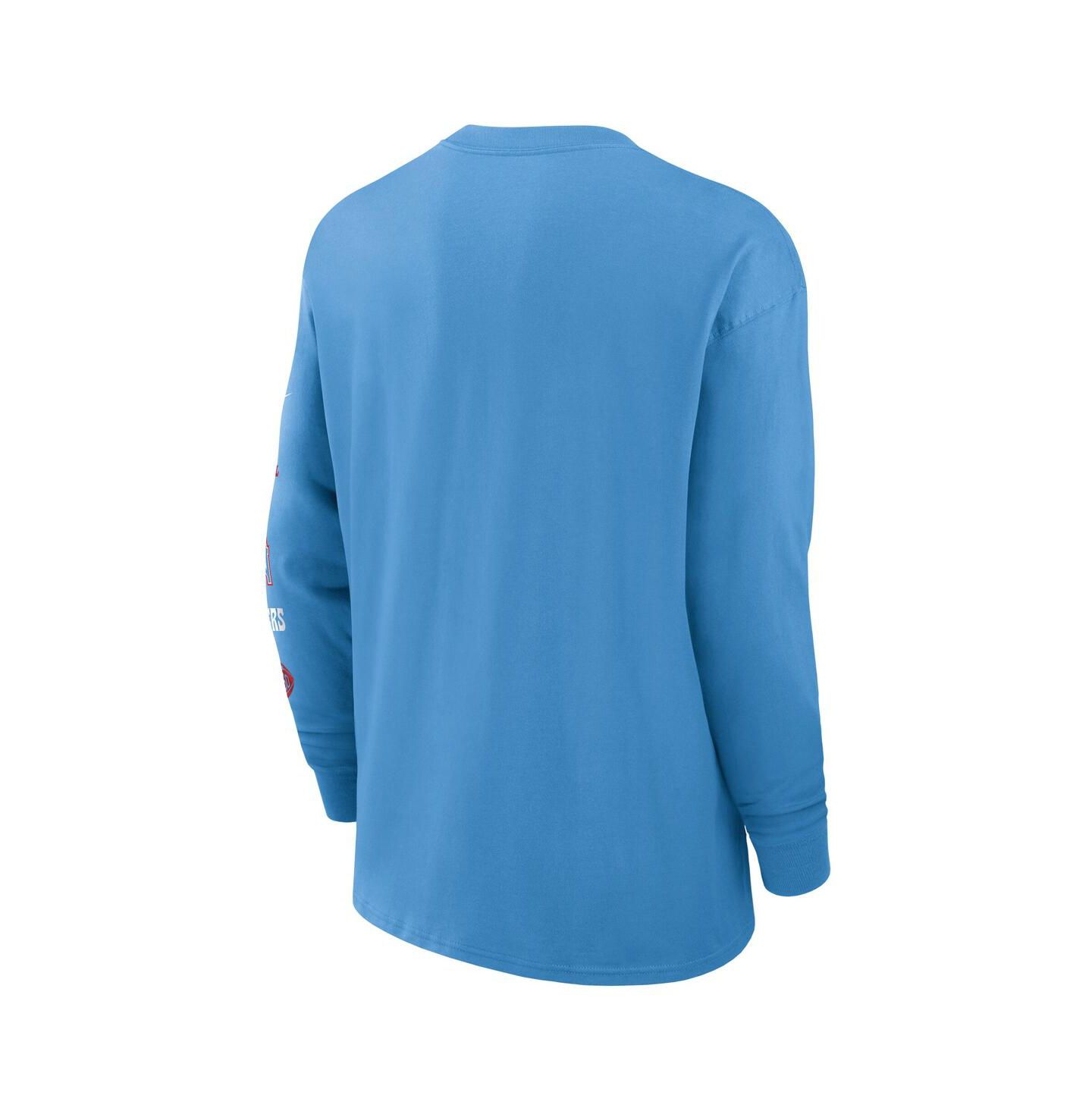 Мужская футболка Nike Light Blue Houston Oilers Rewind Heavy Max90 Pocket Long Sleeve — фото 3