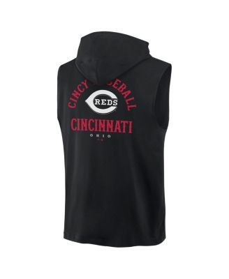 Men's Black Cincinnati Reds Fire Speed Sleeveless Pullover Hoodie