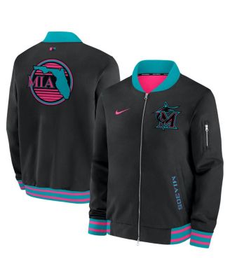 Nike - Men's Black Miami Marlins 2025 City Connect Authentic Collection Full-Zip Bomber Jacket