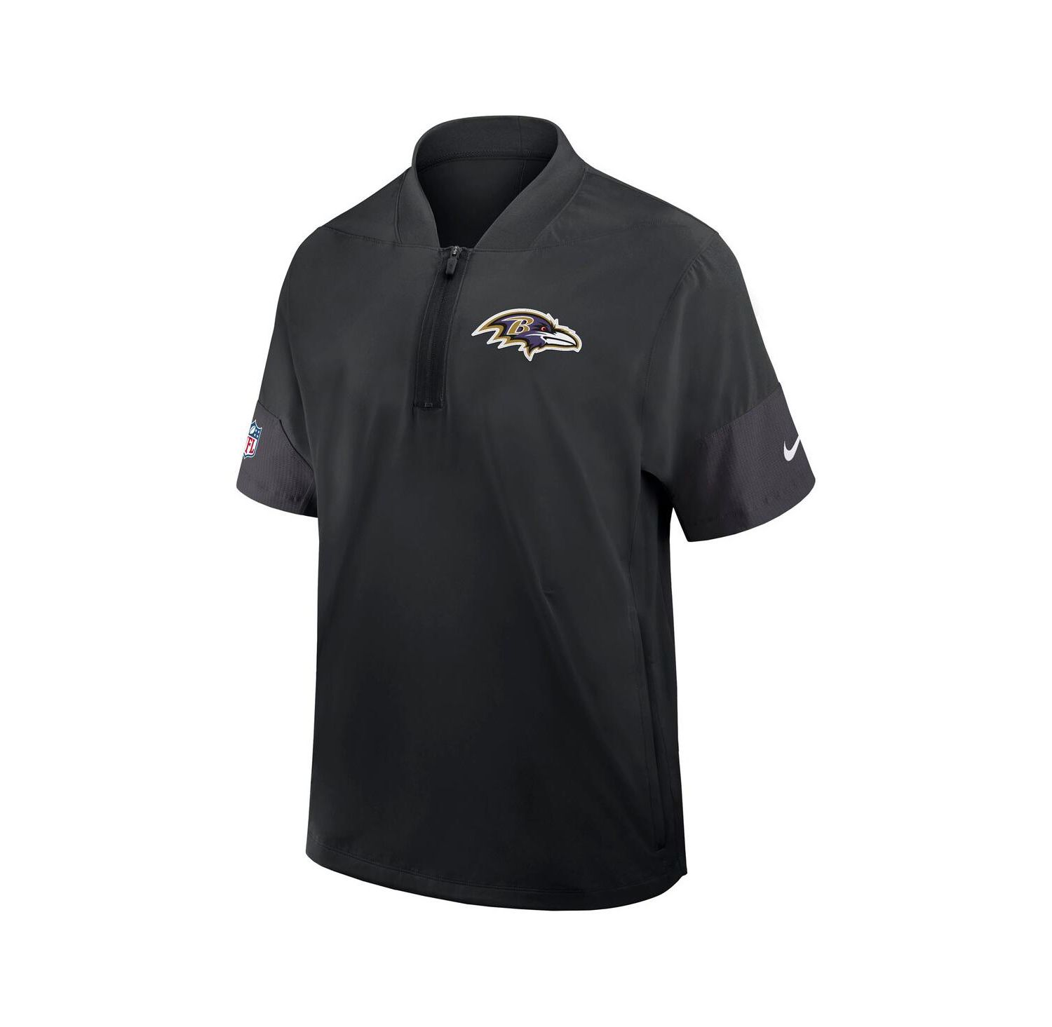 Men's Black Baltimore Ravens Sideline Short Sleeve Quarter-Zip Performance Coach Jacket