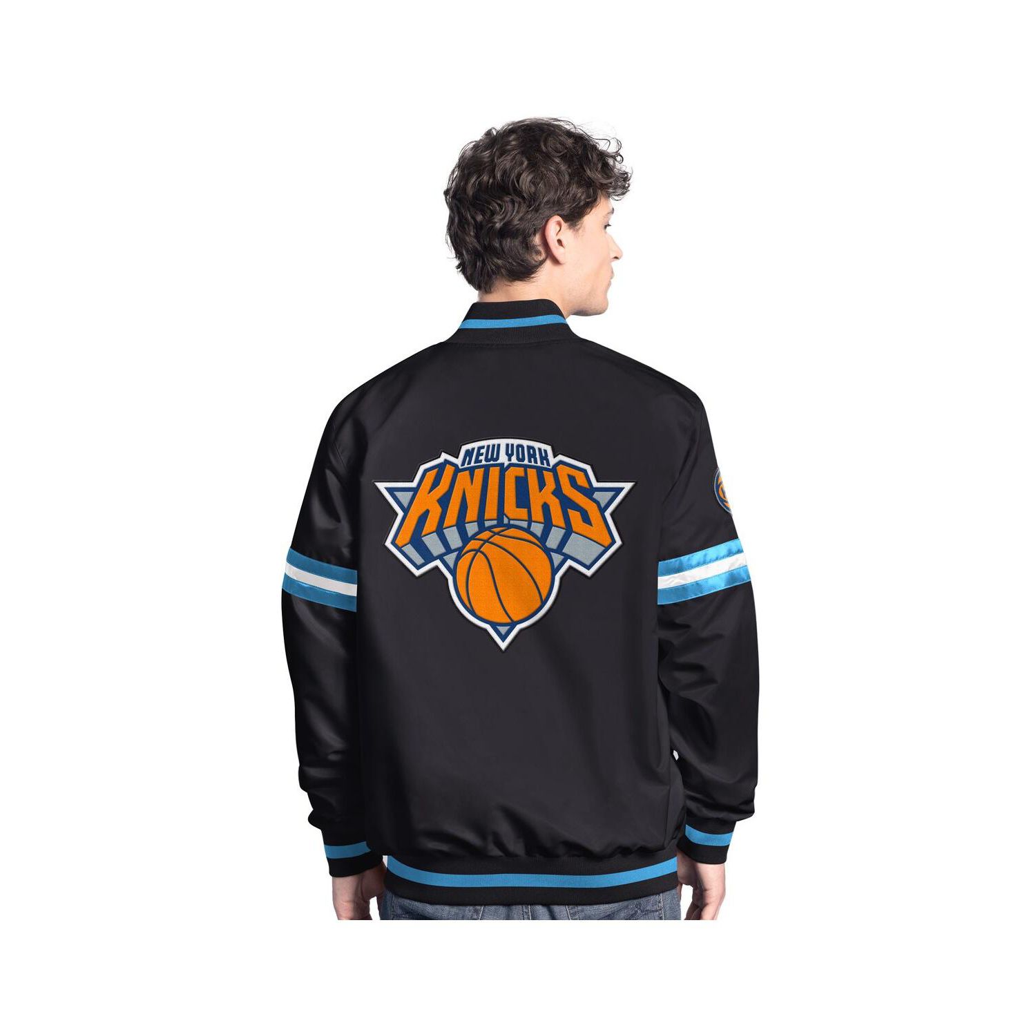 Men's Black New York Knicks Scout Varsity Full-Snap Jacket
