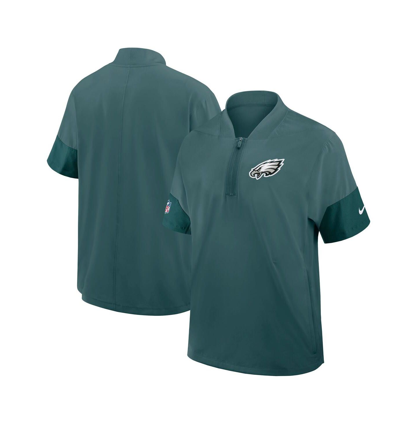 Мужская куртка Nike Green Philadelphia Eagles Sideline Short Sleeve Quarter-Zip Performance Coach — фото 1