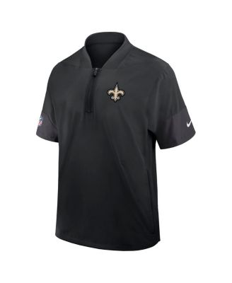 Men's Black New Orleans Saints Sideline Short Sleeve Quarter-Zip Performance Coach Jacket