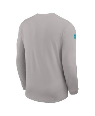 Men's Gray Miami Dolphins Sideline Coach UV Performance Long Sleeve T-Shirt