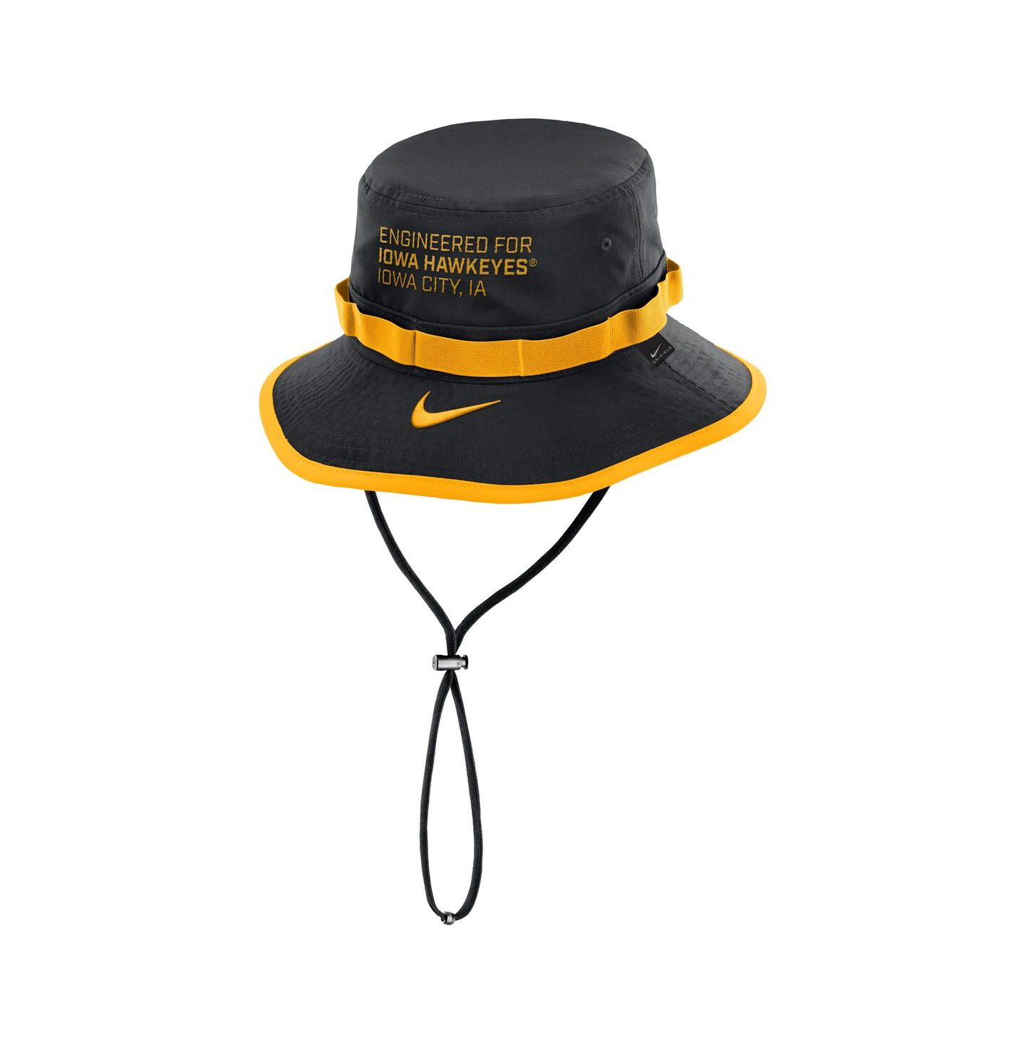 Мужская панама Nike Black Iowa Hawkeyes 2025 Sideline Apex Boonie Performance Bucket Hat — фото 2