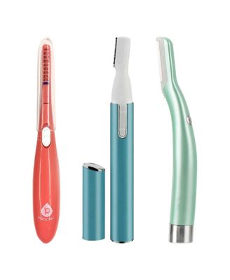 Beauty Precision Bundle – Multi-Purpose Hair Trimmer, Heated Eyelash Curler & Dermaplaning Hair Remover Tool