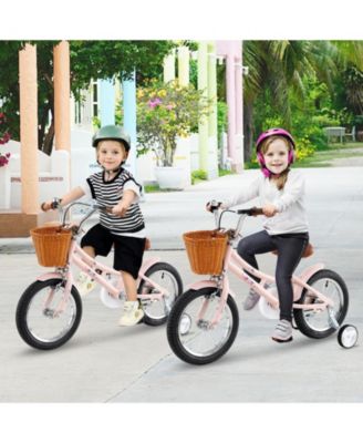 14 Inch Kids Bike Retro Bicycle with Adjustable Height and Basket for Ages 3-8 Years Old