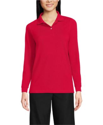 Women's School Uniform Long Sleeve Mesh Polo Shirt