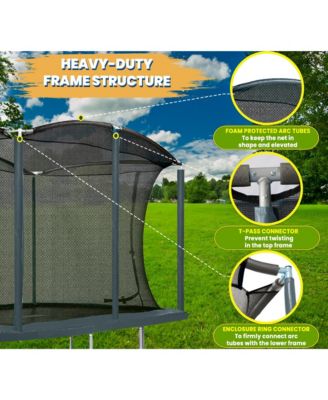 8 x 12 FT Rectangular Outdoor Trampoline Set with Premium Safety Enclosure Gymnastics Rectangular Trampoline for Kids and Adults - Ocean Green