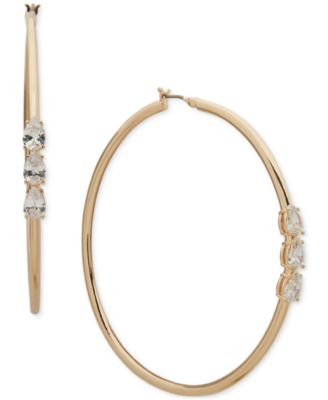 Emily in Paris - Gold-Tone Large Cubic Zirconia Hoop Earrings, 2.36"