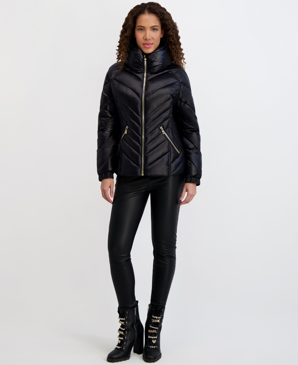 Karl Lagerfeld Women's Pillow-collar Puffer Coat In Blue