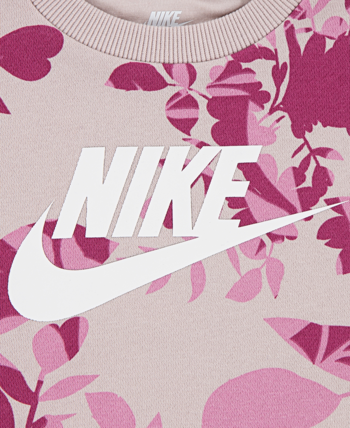 Nike Girls 2t-4t 2-piece Floral Camo Crewneck Sweatshirt And Leggings Set In Purple