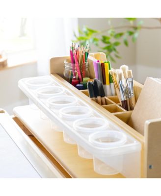 Design Studio – White: 3-in-1 Kids Art Table & Stool, Writing, Painting & Drafting Table w/ Craft Storage & Bins, Art Easel with Paper Roll