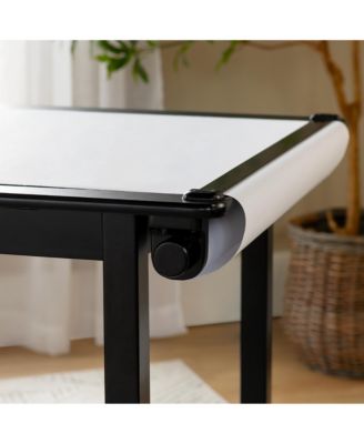 Design Studio – White: 3-in-1 Kids Art Table & Stool, Writing, Painting & Drafting Table w/ Craft Storage & Bins, Art Easel with Paper Roll