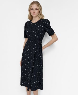 DKNY Polka-Dot Midi Dress - Macy's