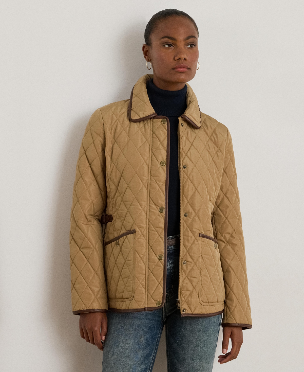 Ralph Lauren Women's Quilted Velboa-lined Coat In Brown