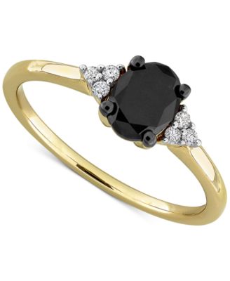 Macy's - Black & White Diamond Oval Halo Engagement Ring (1 ct. t.w.) in 14k Gold