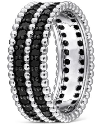 Black Diamond Double Row Beaded Eternity Band (1-1/6 ct. t.w.) in 14k Gold