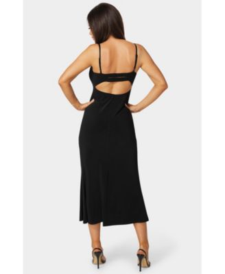 Women's Bow Front Bustier Knit Slip Midi Dress