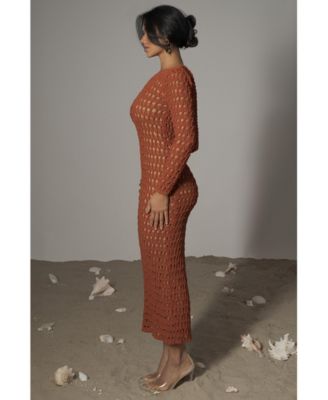 Women's Terra Cotta Serene Wonders Crochet Dress