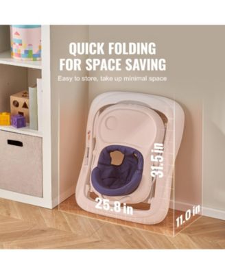 Kids Anti-Rollover Foldable Baby Walker with Adjustable Height Wheels and Feeding Tray