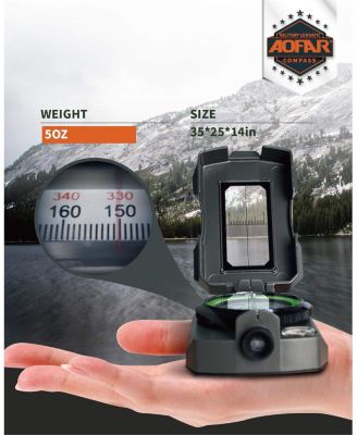 AF-4090 Lensatic Compass, Aluminum Alloy, Signal Mirror, Whistle, Fishing Hook for Hiking, Camping, Fishing, Boatin