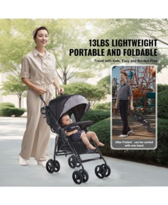Kids Lightweight Stroller Compact Easy Fold Adjustable Backrest Storage