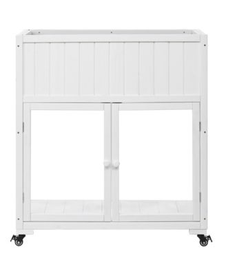 Patio Mini Wood Cold Frame, Compact 2 Doors Garden Greenhouse with Wheels