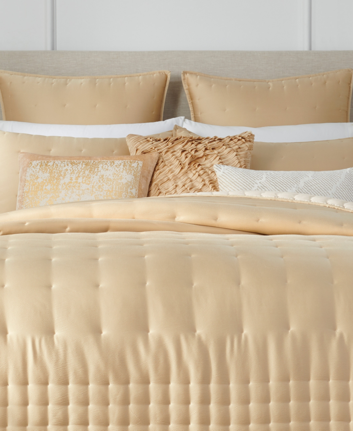 Donna Karan Home Distressed Decorative Pillow, 20" X 14" In Gold
