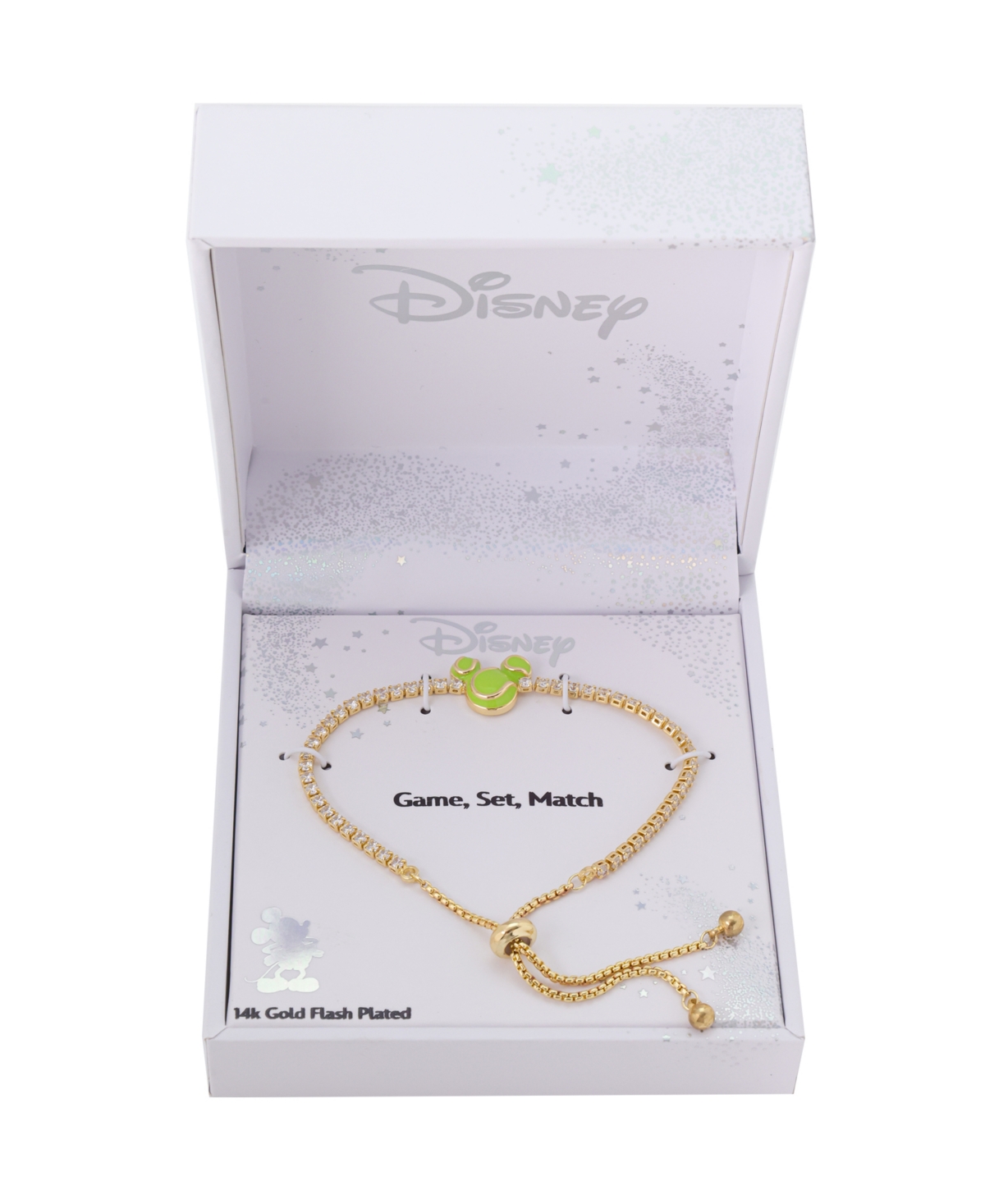Disney Mickey Mouse Cubic Zirconia Ball Tennis Bolo Bracelet