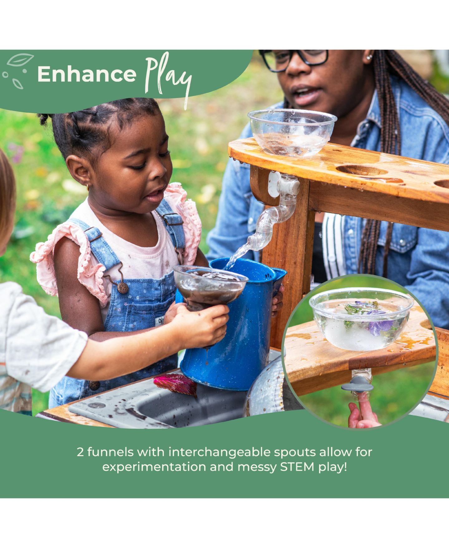 Детский игровой набор Guidecraft Acadia Kids' Outdoor Mud Kitchen Playset - Pretend Play Kitchen with Sink, Stove, and Accessories Wooden Backyard Playset, цвет: Acacia — фото 8