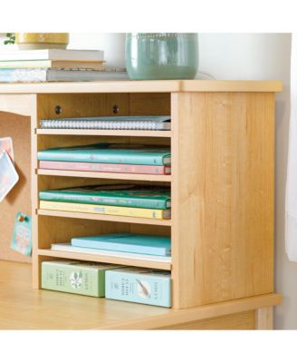 Kids' Media Desk with Hutch and Chair Set – Natural: Kids Table and Chair Set, Computer Desk with Storage Hutch, Kids Bedroom Furniture Set