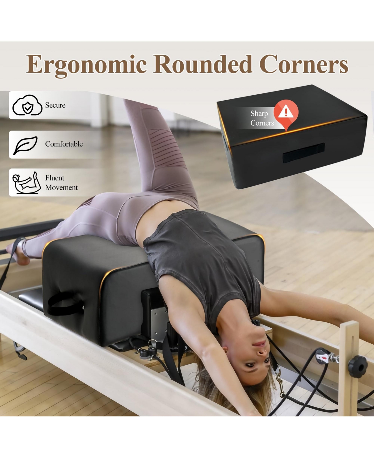 Mikolo Pilates Box for Reformer – Durable Pu Leather, Anti-Slip, Includes Pilates Ring