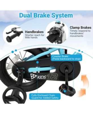 Kids Bike 12-Inch Children Training Bicycle with 2 Brake for 3-8 Years Old