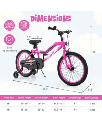 18 Inch LED Lighted Kids Bike with Training Wheels and Headlight for Ages 4-8 Years