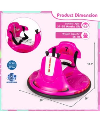 12V Kids Ride On Bumper Car with Remote Control Lights and Music