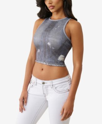 Women's Indigo Terry Crew Neck Top