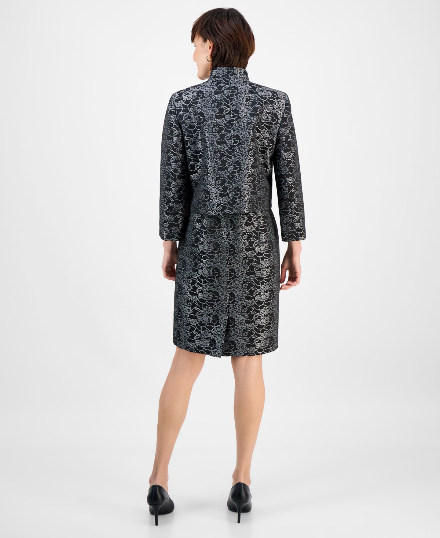 Женские платья Le Suit Open-Front Jacket & Sleeveless 2 Piece Dress Suit, цвет: Чёрный разноцветный — фото 2