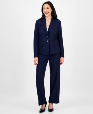 Le Suit - Women's Notched Collar Wide-Leg Pantsuit
