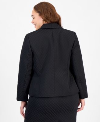 Plus Size Shawl-Collar Jacket & Pencil Skirt Suit Set