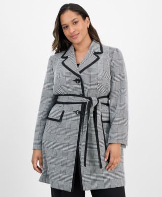 Plus Size Framed Plaid Belted Wide-Leg Pantsuit Set