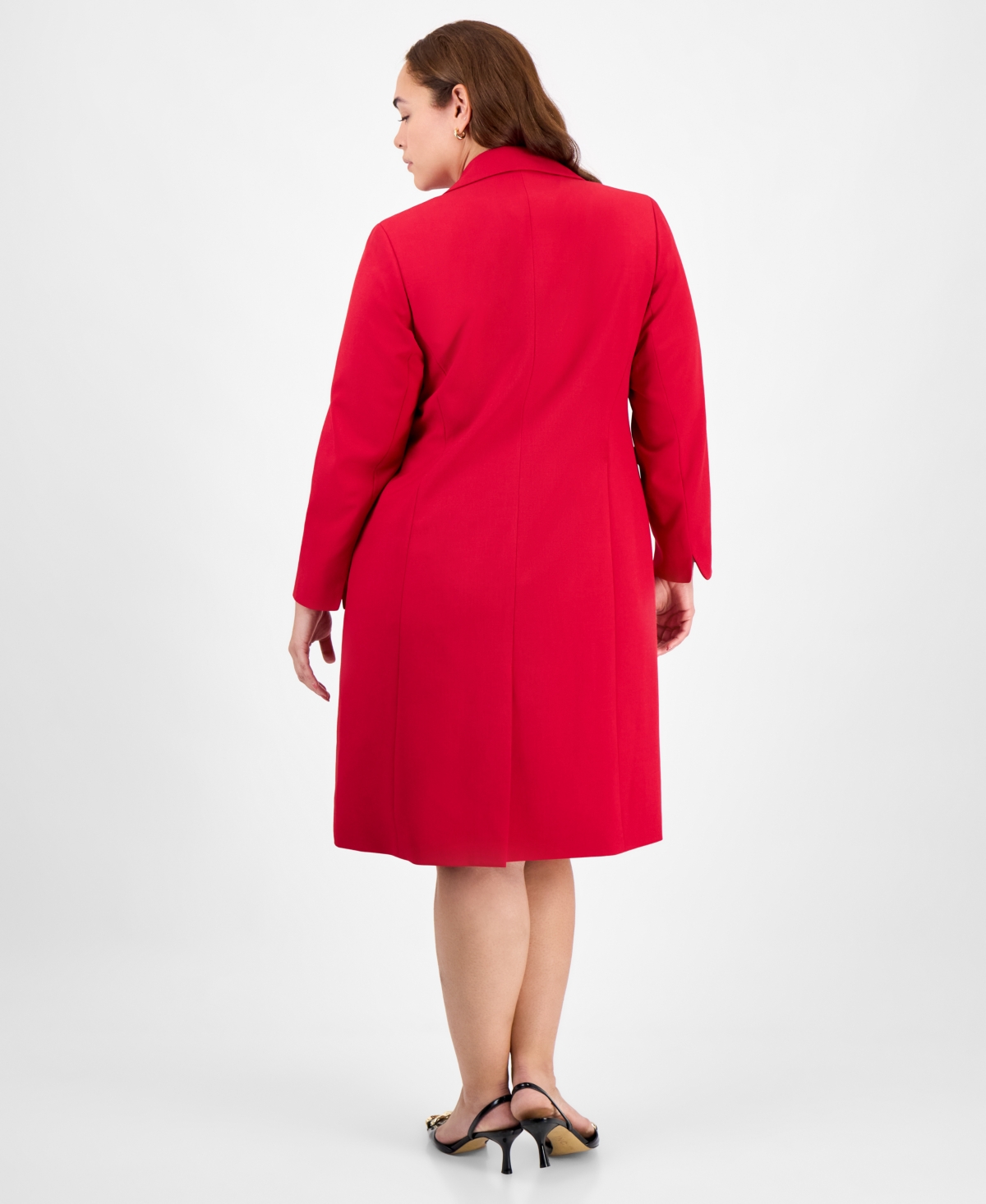 Le Suit Plus Size Sleeveless Sheath Dress Suit In Red
