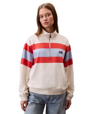 Calvin Klein Jeans - Women's Rugby Stripe Half-Zip Sweatshirt