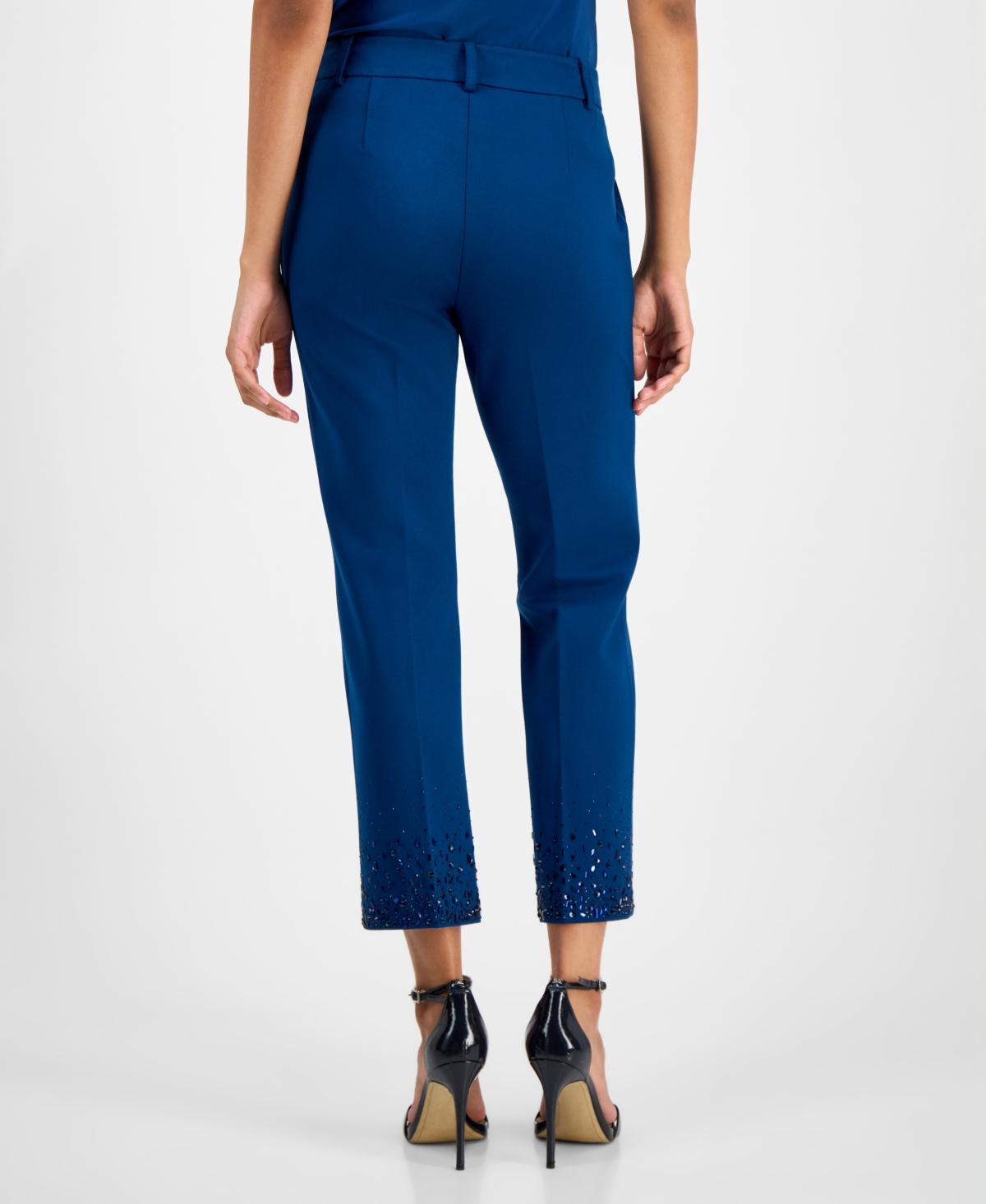 Anne Klein Women's Embellished Mid-rise Capri Pants In Blue