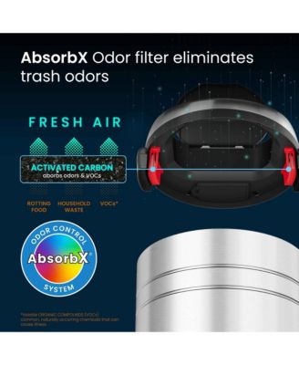 Stainless Steel Sensor Trash Can with Dual AbsorbX Odor Filters and Wheels, Silver