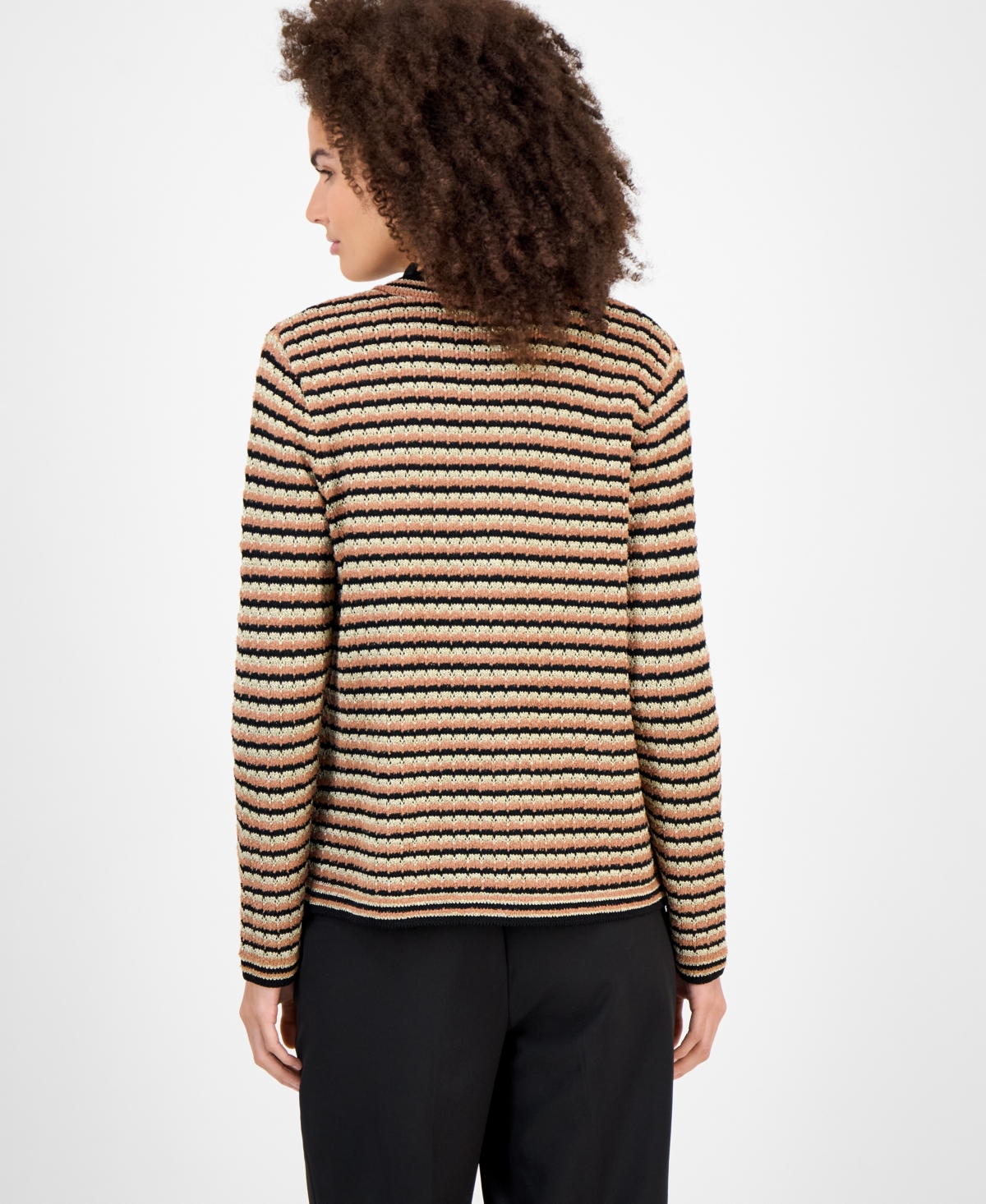 Anne Klein Plus Size Long-sleeve Front-pocket Cardigan In Brown