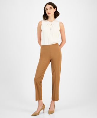 Anne Klein - Petite Hollywood-Waist Pull-On Ankle Pants